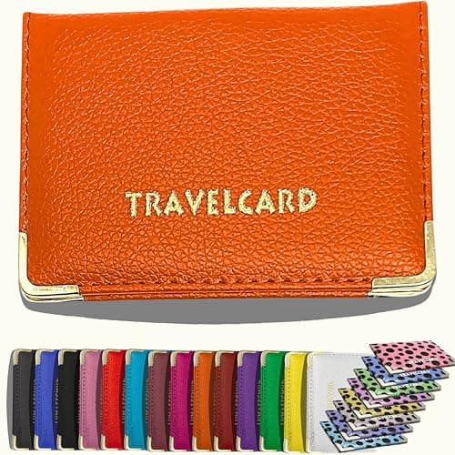 HITHIKA - New Leather Oyster Travel Card Bus Pass Holder Wallet Rail Card Cover CASE (Orange)