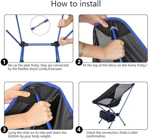YWHWXB Ultralight Portable Camping Chair, Folding Backpacking Chair, Compact Collapsible Beach Chair Patio Dining Chair with Carrying Bag for Outdoor Hiking Fishing Picnic Travel (Sky Blue) — view 6