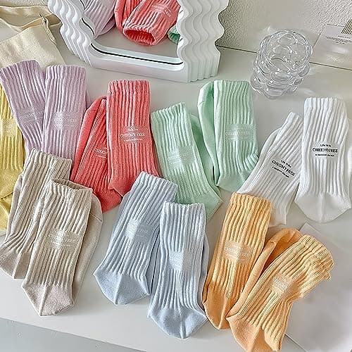 compression socks for women funnys Socks Women Thin Cotton Soft Cotton Bootie Above Ankle Crew Thermal Non Slip Sock Comfortable Walking Running Sock heat holders ladies Mint Green — view 2