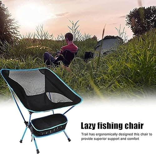 YWHWXB Ultralight Portable Camping Chair, Folding Backpacking Chair, Compact Collapsible Beach Chair Patio Dining Chair with Carrying Bag for Outdoor Hiking Fishing Picnic Travel (Deep Blue) — view 3