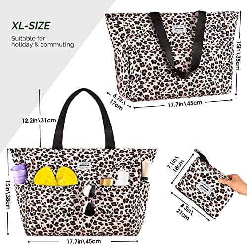HOMESPON Large Waterproof Beach Bag for Women, Zippered Pool Tote — view 4
