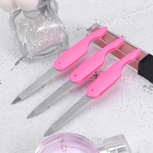 FRCOLOR 3Pcs Stainless Steel Folding Nail Files Portable Manicure Nail Buffers for Smooth and Shiny Nails Daily Use at Home and Travel — view 2