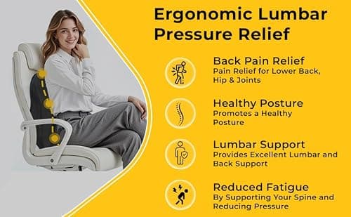 TostiTosti Patented Lumbar Support Cushion for Office Chair & Car | Odour-Resistant Activated Charcoal Memory Foam Back Pillow with Adjustable Strap, Non-Slip Base, Removable Cover & Carry Bag — view 4