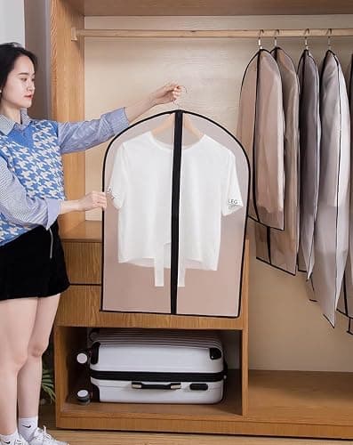 HomeClean Moth Proof Garment Bags 60 x 153cm(24'' x 60'') Black Side Breathable Clear Full Zipper Bags for The Much Longer Wedding Evening Dress Clothes(Pack of 6) — view 4
