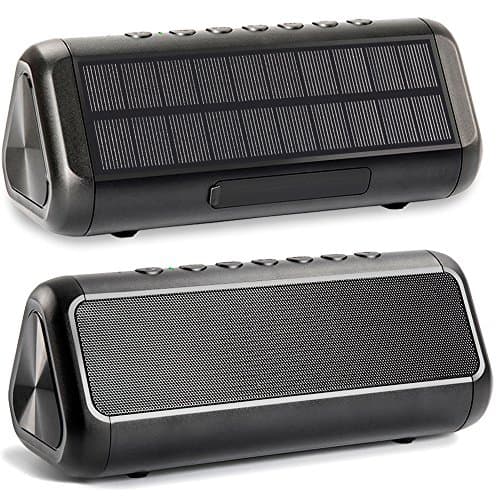 Solar Bluetooth Speaker Portable，5000mAh Wireless Speaker，IPX6 Waterproof Outdoor Speaker，Bluetooth 5.3，TWS Pairing，50H Play Time Heavy Bass for Beach，Party，Hiking，Cycling，Indoor & Outdoor Activities.