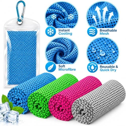 4PCS Gym Towels for Women, Gym Towel Men, Microfibre Towel Set with Carry Pouches and Clips for Fitness, Travel, Swimming and Outdoor Use — view 3