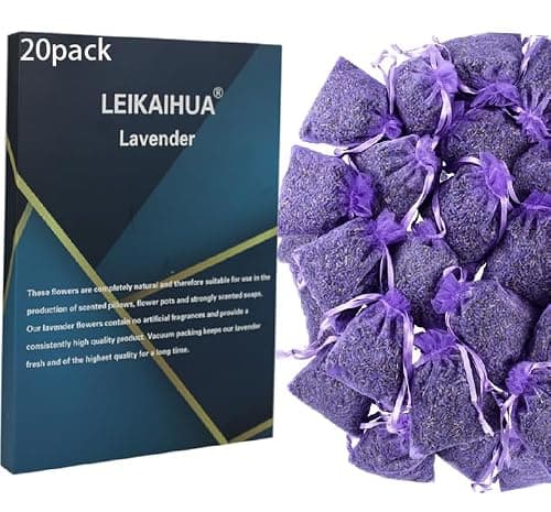 20X Lavender filled bags drawers,(7x9cm) wardrobe fresheners,lavender moth repellent for wardrobes, suitable for pillows, cars, shoe cabinets, cupboards