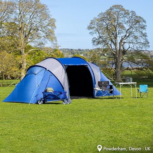 Trail Hartland XL 6 Man 2 Room Tent with Living Area, 3000mm HH Waterproof Rated, 2 Darkened Bedrooms, Easy Pitch Family Camping Tunnel Tent, King Pole Awning, Storage Bag, L560cm x W220cm x H190cm — view 2