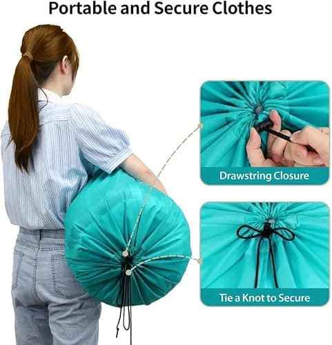 CJWLKJ 2-Pack XL Travel Laundry Bag, Machine Washable Dirty Clothes Organizer with Drawstring, Large Enough to Hold 4 Loads of Laundry, Easy Fit a Laundry Hamper or Basket 24" x 36"(Grey+Blue) — view 5
