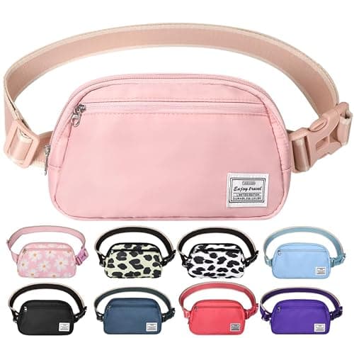 DMLuna Small Crossbody Bags for Women Trendy, Lightweight Waist Pack for Women & Men, Mini Belt Bag, Waist Bag with Adjustable Strap for Running Workout Traveling, Rose Gold