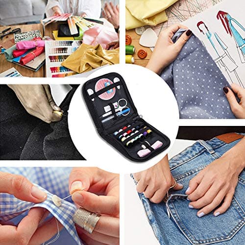 Mini Travel Sewing Kits, elloLife Small Basic Sewing Pack Supplies Accessories for Kid Children Adult Beginners for Home Travel Emergency with Needle Thread Mending Needles Scissors Thimble etc — view 6