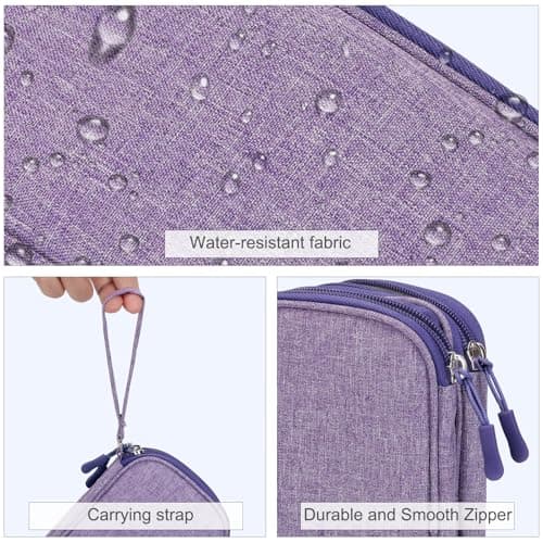 FYY Travel Cable Organiser, Electronics Accessories Bag, Waterproof Tech Storage Pouch, 2-Layer Universal Carry Case for Charger, Power Bank, USB Drive S-Purple — view 4