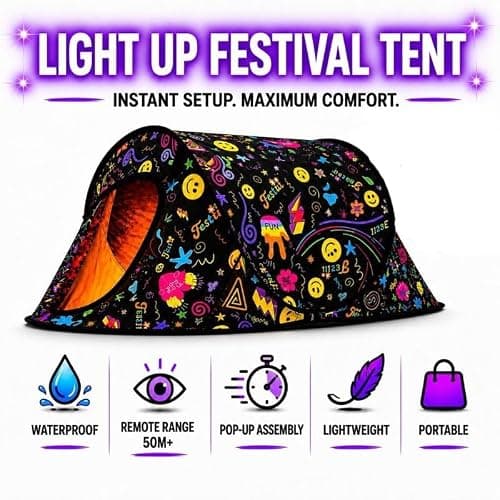 GLOW UP BUNDLE OFFER. 2 PERSON POP UP FESTIVAL TENT AND FESTII FINDER LED REMOTE CONTROL CAMPING LIGHT. — view 3