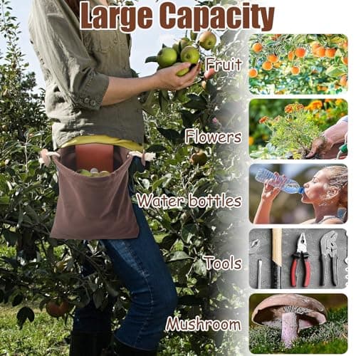 Foraging Pouch,Foraging Bag with Waxed Canvas,Folding Mushroom Storage,Water Resistant Leather Belt Pouch with Drawstring & Buckle,Collapsible Waist Bag for Outdoors Camping Travel Hiking — view 6