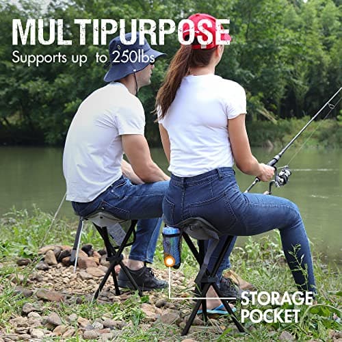 Portal Folding Stool Camping Stool Collapsible Tripod Portable Lightweight Fold away Small Chair Pop up Travel Seat for Hiking Backpacking Fishing Walking Events Festival Load 102KG — view 4