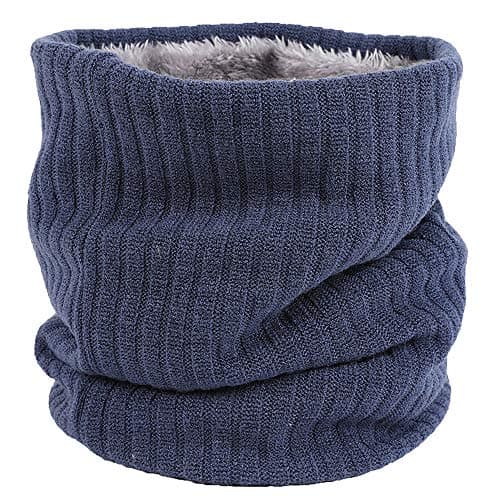 ehsbuy Fleece Neck Warmer Thermal Snoods Unisex Thick Winter Cold Weather Knitted Circle Scarf for Cycling Motocycle Sports(Navy)