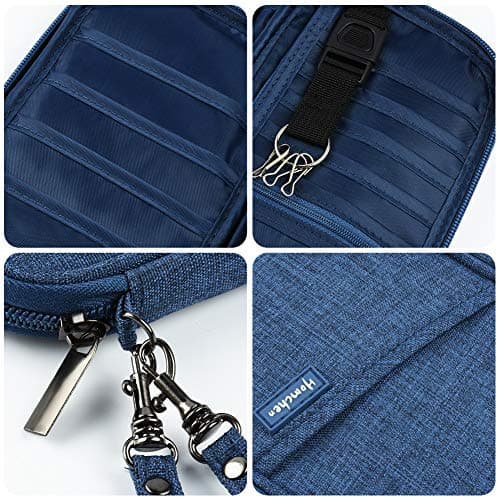 homchen RFID Blocking Travel Passport Wallet Holder, Document Organiser Case Credit Card Holders for Men and Women (RFID-DarkBlue) — view 5