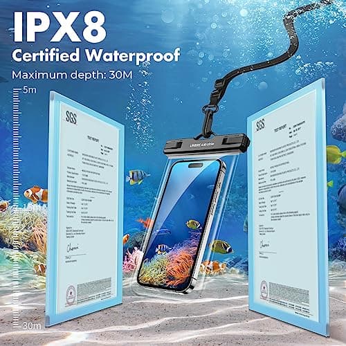 UNBREAKcable Waterproof Phone Pouch 2 Pack, IPX8 Waterproof Phone Case Dry Bag for Swimming Travel Beach, Underwater Phone Case for iPhone 17 Air 16 15 14 Pro Max, Samsung S25 S24 Ultra up to 7 inch — view 2
