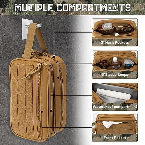 QT&QY Tactical Toiletry Bag for Men Hygiene Bag EDC Military Tool Molle Pouches Small Dopp Kit Mens Shaving Kit Travel Shower Bags with UK Patch — view 4