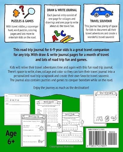 Kids Road Trip Journal: draw & write travel journal and activities for kids in the car — view 2