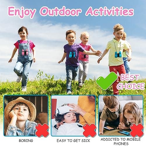 OSDUE Kids Telescope Outdoor Toys, 4x30 High Resolution Binoculars for Kids' Educational Learning & Sports, Gifts for Age 3-12 Boys & Girls (Pink) — view 5