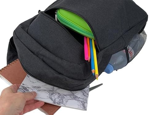 Fashion Stationery Backpack, Black, Lightweight Laptop Work School Bag — view 6