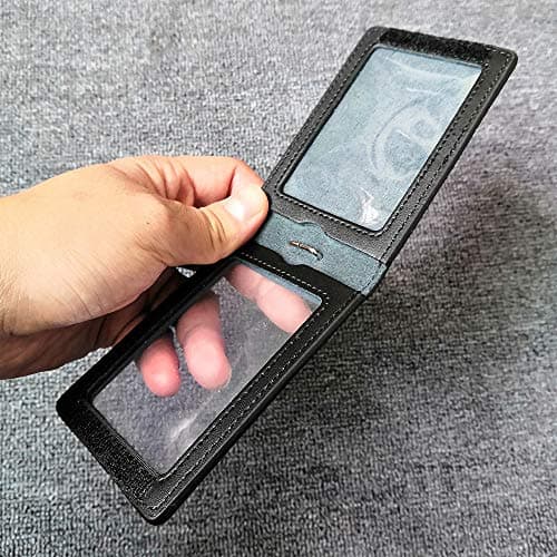 Hibate Genuine Leather Oyster Card Holder Bus Travel Pass Holders - Black — view 2