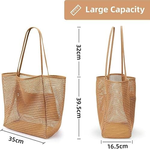 Womens Mesh Beach tote Bag - Foldable, Quick-Dry Tote with Zippered Pocket — view 4