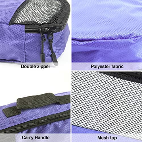 ANSIO Packing Cubes for Suitcase, 6-Piece Travel Luggage Organiser, Purple — view 5