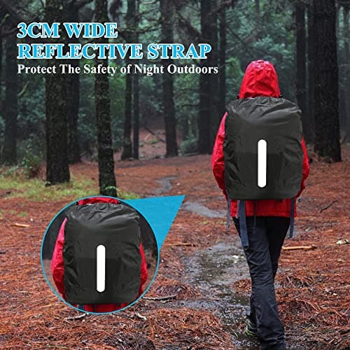 Waterproof Backpack Cover with Reflective, 15L-25L Rucksack Rain Cover with Storage bag, Rainproof Rucksack Cover for Hiking Camping Traveling Cycling (Black, S) — view 5