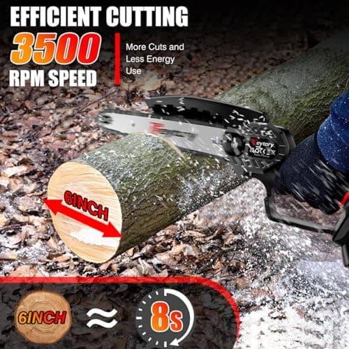 Mini Chainsaw Cordless 6-Inch Handheld Small Chain Saw with 2X Battery, Orange 21V Battery Powered Portable Electric Mini Chainsaw w/Safety Lock for Courtyard Garden Household Tree Branch Trimming — view 4