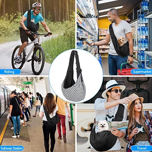 Sarsumir Dog Carrier Bag Dog Sling, Hand Free Pet Carrier for Small Medium Cat Dog, Puppy Carrier with Adjustable Shoulder Strap Puppy Sling for Travel Walking Shopping, Black — view 6