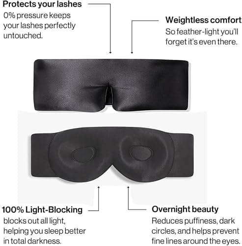 3D Contoured 22 Momme Mulberry Silk Sleep Mask with Ag+ Silver Ion – Zero Pressure Blackout Eye Mask for Side Sleepers, Lash Extensions & Travel, Hypoallergenic (BYDT) — view 2