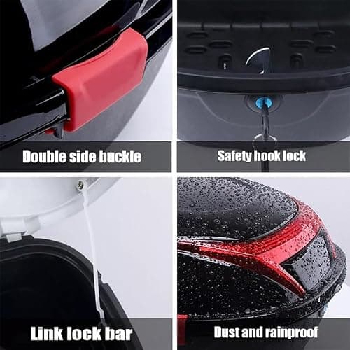 Mobeneno Motorcycle Top Box with 32L Volume Motorbike Back Top Case with Secure Lock & Large Reflector Motorcycle Tour Tail Box for Scooters Mopeds Red — view 3