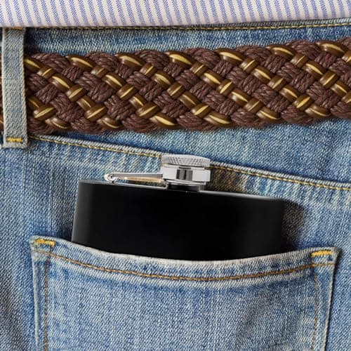 12 Pack 8 oz Hip Flasks with Funnels, Black Stainless Steel Pocket Flasks — view 5