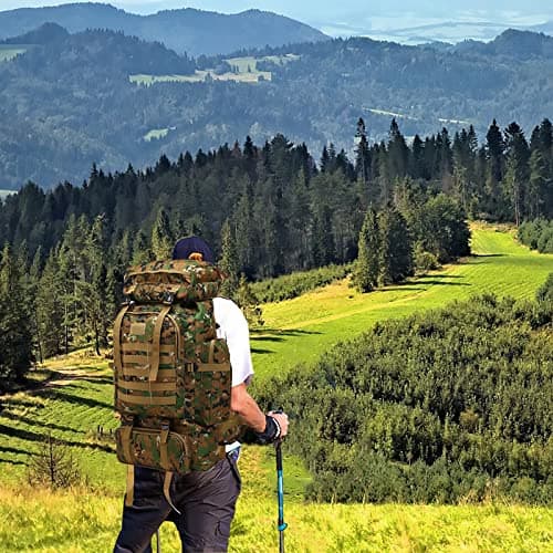 Kabxhueo Hiking Camping Backpack 60L-80L Military Tactical Backpack for Travelling Waterproof Survival Bag Large Molle Rucksack for Men for Travel Camping Hunting Fishing — view 6