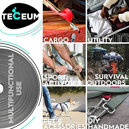 TECEUM 38mm Webbing Strap, Charcoal 9m Heavy Duty Fabric Tape for Craft — view 4
