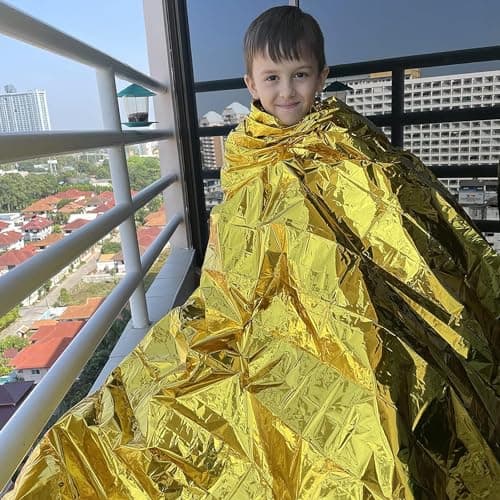 MIXIAO Emergency Foil Blanket (Pack of 15), Survival Thermal Blankets Perfect for Outdoors, Hiking, Survival, Marathons or First Aid (Gold Pack of 15) — view 6