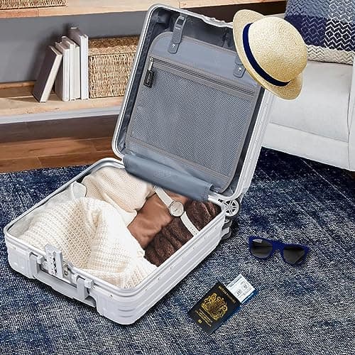 Flight Knight Premium Lightweight Carry On Suitcase - 8 Spinner Wheels - Built-in TSA Lock - Aluminium Frame, ABS Hard Shell Carry on Check in Luggage Highly Durable - Approved for Over 100 Airlines — view 6