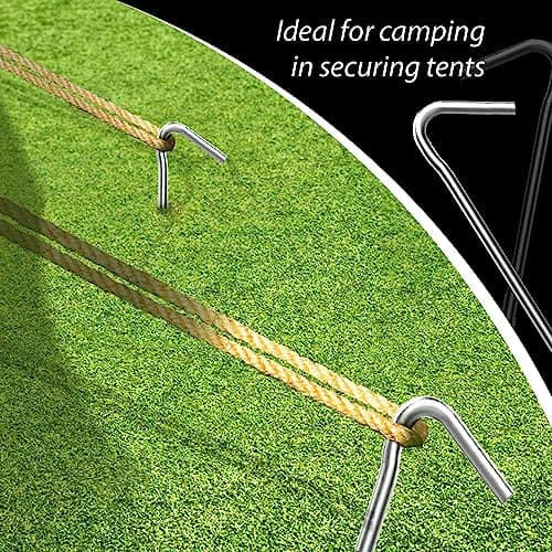 ANSIO® Tent Pegs Pack of 20 Galvanised Metal Pegs 4mm x 9inch Ground Stakes — view 3
