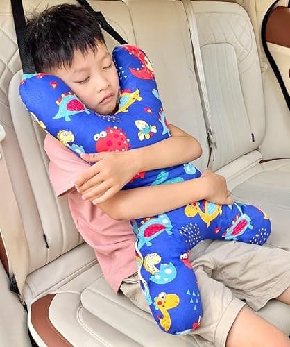 XINGYAOGJ X-Shaped Car Seat Pillow Head Neck Support Travel Pillow for Kid Adult Soft Comfortable Car Sleeping Headrest Cushion Adjustable Seat Belt Travel Cushion for Long Journey Airplane — view 3