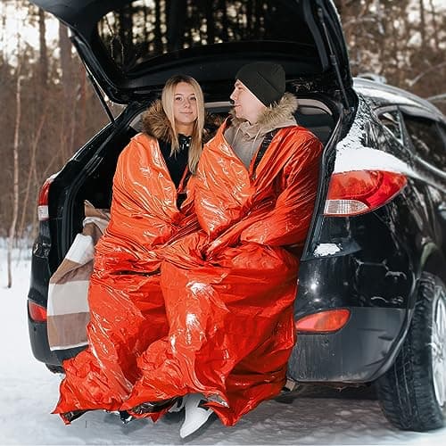 Noamus 6 Pack Emergency Survival Sleeping Bags, Thermal Bivy Sack Blanket, Lightweight Portable Nylon Sack with Whistle, Aluminized PE Survival Gear Supplies for Camping Hiking, Outdoor Adventure — view 5
