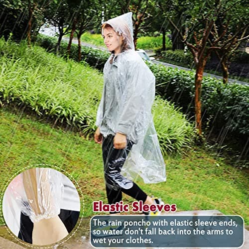 wehers Rain Poncho Waterproof Adult 5 Pack with Sleeves and Drawstring Hood — view 5