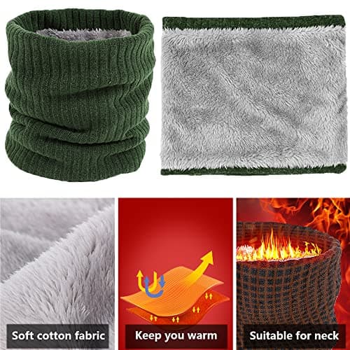 ehsbuy Fleece Neck Warmer Thermal Snoods Unisex Thick Winter Cold Weather Knitted Circle Scarf for Cycling Motocycle Sports — view 3