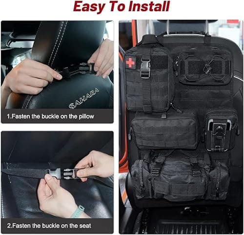 Refein Tactical Car Seat Back Organiser with 5 Detachable Storage Bag — view 5
