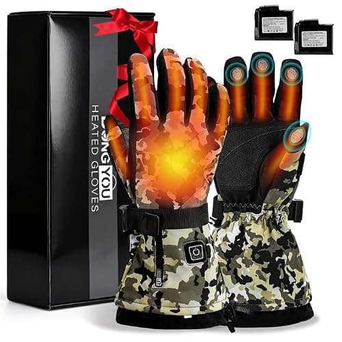 COVVY Heated Gloves for Men Women, 7.4V 3000mAH Rechargeable Battery Touchscreen Ski Heating Gloves, 3 Adjustable Heating Levels, Hand Warmer for Winter Skiing Hunting Cycling Camping (L)