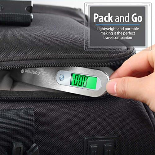 Fosmon Digital Luggage Scale (Stainless Steel, Backlight, LCD Display) Ergonomic and Lightweight Suitcase Weighing Scales, 110 lb / 50 kg with Tare Function - Silver (2-Pack) — view 5