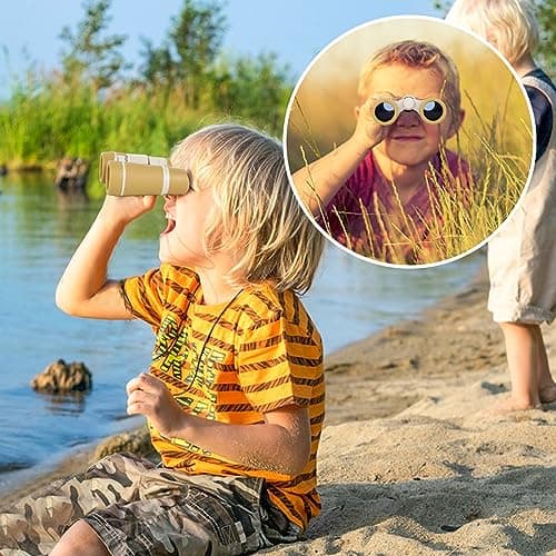 Kids Binoculars for Outdoor Toys, Sports, Bird Watching, Educational Learning, Travel, Hiking, Camp - Observer's Binoculars, Birthday Presents (Brown) — view 5
