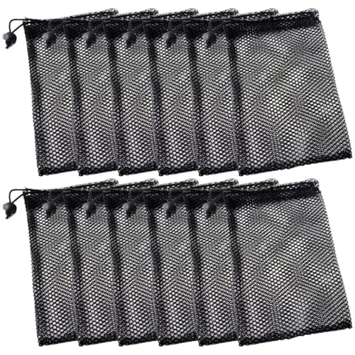 10PCS Compact Black Nylon Mesh Pouches with Drawstrings – 15x20cm Mini Travel Organizers, Breathable Storage Sacks for Essentials