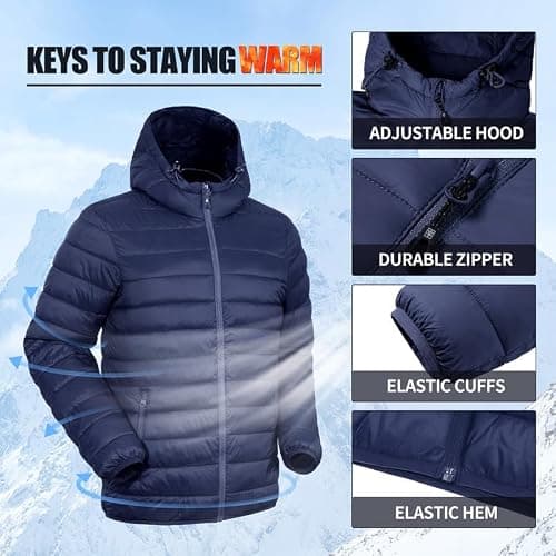 Pioneer Camp Mens Lightweight Puffer Jacket Warm Winter Coat Packable — view 5